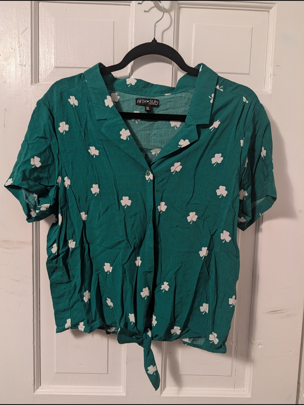 Cropped Shamrock Button Down Shirt